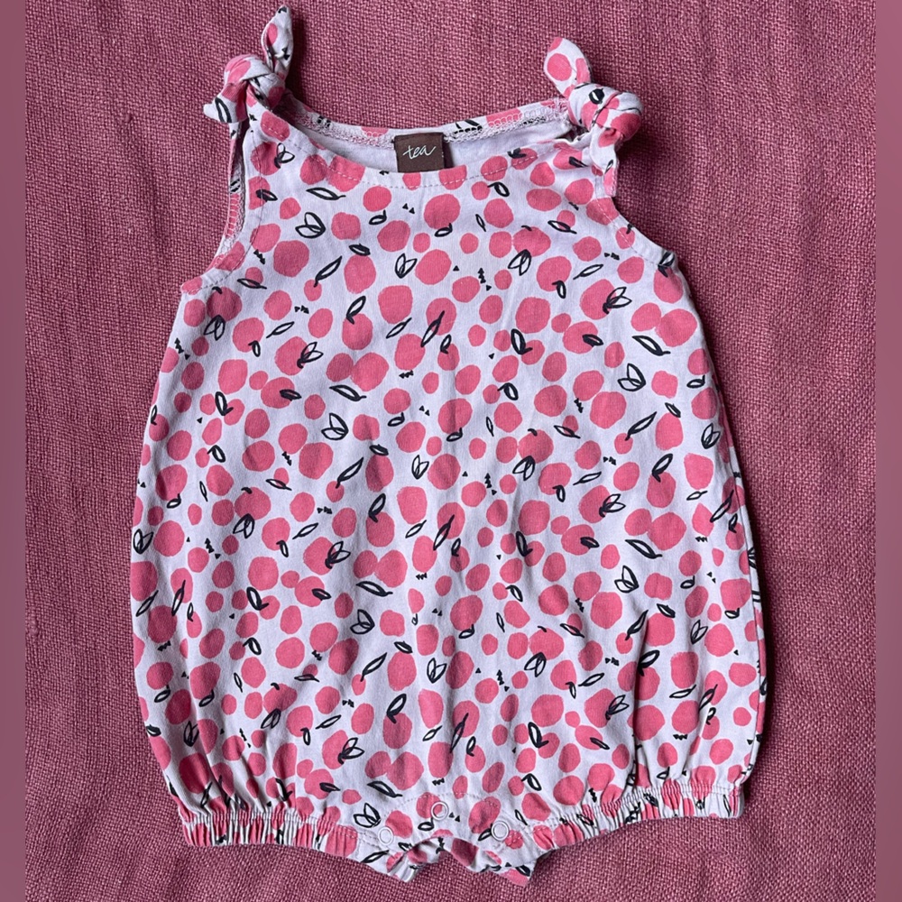 Tea Collection tie shoulder baby romper pink